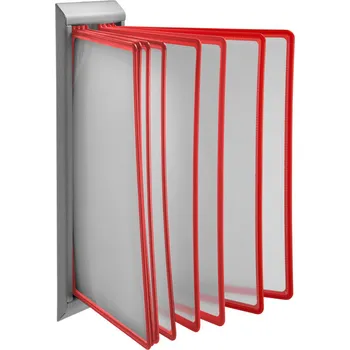 Kancelářský nábytek Nástěnný stříbrný kovový držák 10x červené A4