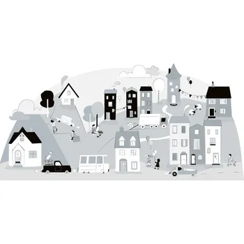 Samolepící dekorace KOPKO MĚSTO samolepka na zeď Velikost: L, barva, velikost: šedá