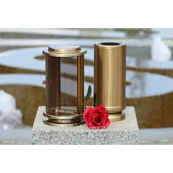 Smuteční dekorace Hřbitovní lampa a váza bronzový odstín