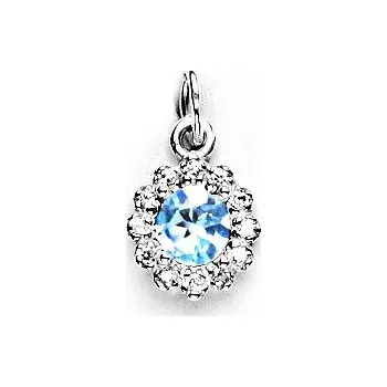 Přívěsek Stříbrný přívěsek, přírodní topaz sky a čiré zirkony - P 1495 (topaz 5,5 mm)