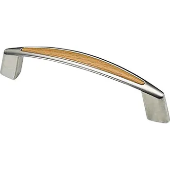 Nábytková úchytka 96mm, matný nikl/buk