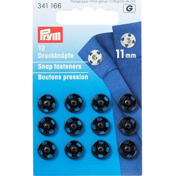 Našívací patentky Prym černé, 11 mm