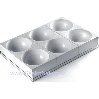 Forma na pečení Forma TortaFlex ZUC na 6ks dortů Polokoule 180x90mm, sada vč.plata 60x40cm