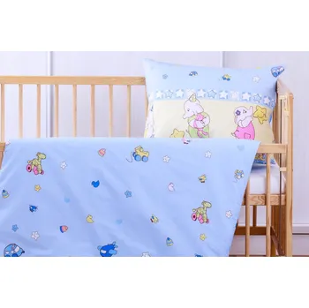 Povlečení JAN peří Povlečení do dětské postýlky - Modré slůně - Povlečení do dětské postýlky - Modré slůně 135x90/60x45 cm bavlna