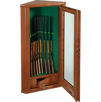 Trezor METALK Luxusní prosklená rohová skříň na 8 zbraní Principe - splňuje požadavky pro uložení do 10ks zbraní