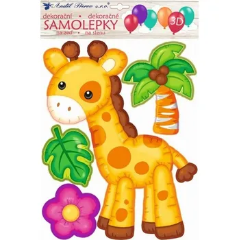 Samolepící dekorace 3D samolepka na zeď - balónková - Žirafa - 10271