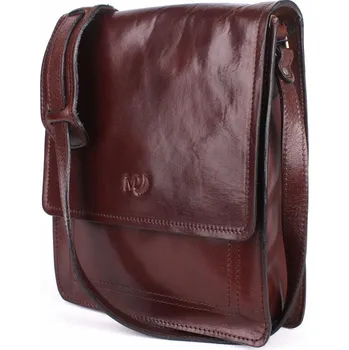 Kabelka Luxusní kožená hladká tmavěhnědá crossbody taška Marta Ponti no. 811