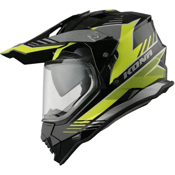Helma na motorku Vemar Kona Explorer černá/žlutá fluo/stříbrná