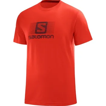 Pánské oblečení Triko Salomon Blend logo SS M fiery red XXL