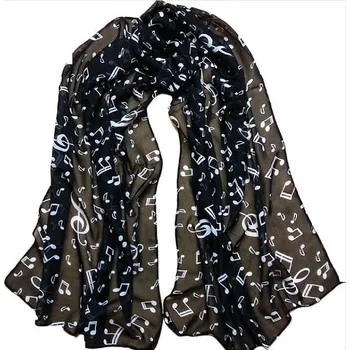 Šála ŠÁLA S NOTOVÝM POTISKEM ČERNÁ