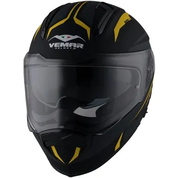 Helma na motorku Vemar Zephir Mark černá matná/šedá/žlutá fluo