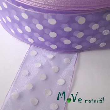 Stuha Šifónová stuha puntík 40mm, 1m, fialová