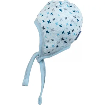 Kojenecká čepice světle modrá svetrovinová čepička na zavazování