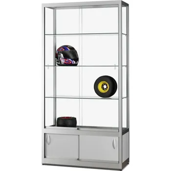 Prodejní regál MH Technic s.r.o. Skleněná vitrína 1200x1972x400 mm s úložným prostorem, bez osvětlení, posuvné dveře, stříbrná