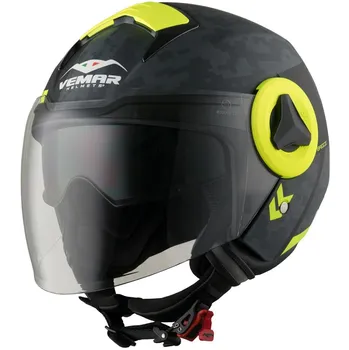 Helma na motorku Vemar Breeze Camo černá matná/šedá/žlutá fluo