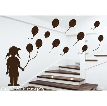 Samolepící dekorace Samolepky na zeď - Holčička s balónky - S