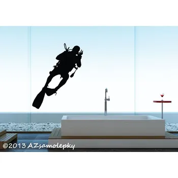 Samolepící dekorace Samolepky na zeď - Potápěč - M (28 x 80 cm)