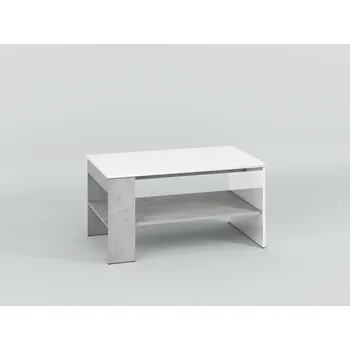 Konferenční stolek Stolek konferenční stříbrný beton/bílý lesk LUMENS 10
