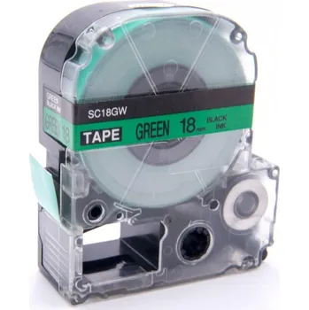 Pásek do tiskárny Epson LC-SC18GW, 18mm x 8m, černý tisk / zelený podklad, kompatibilní páska