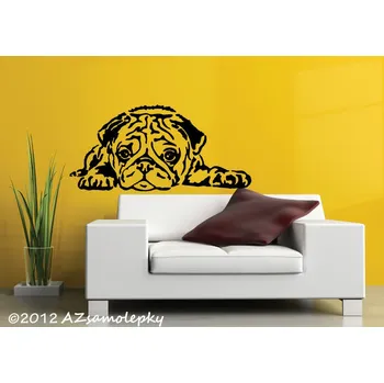 Samolepící dekorace Samolepky na zeď - Mopsík - S (32 x 15 cm)