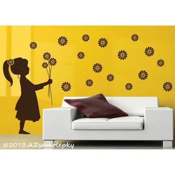 Samolepící dekorace Samolepky na zeď - Kopretinová holčička - M (43 x 60 cm)