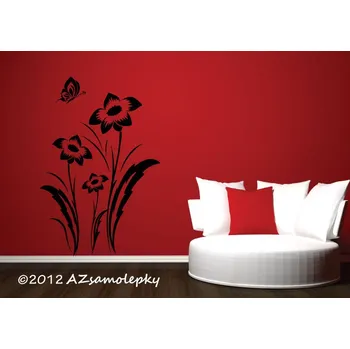 Samolepící dekorace Samolepky na zeď - Luční květy s motýlkem - kolekce M