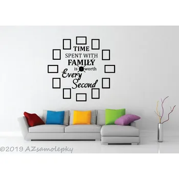 Hodiny Samolepicí FOTO hodiny na zeď - kolekce L - černý hodinový strojek