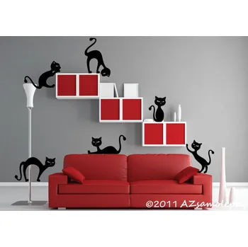 Samolepící dekorace Samolepky na zeď - Kočky v akci - kolekce S