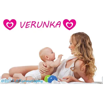 Samolepící dekorace Samolepky na zeď - Jméno - Srdíčka - M