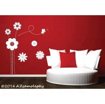 Samolepící dekorace Samolepky na zeď - Květiny FUTURE s motýlkem - S (výška 60 cm)