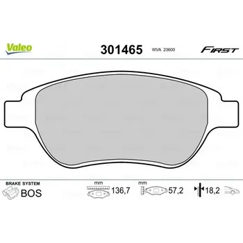 Autodíl PŘEDNÍ BRZDOVÉ DESTIČKY citroen,peugeot,4252.22,valeo