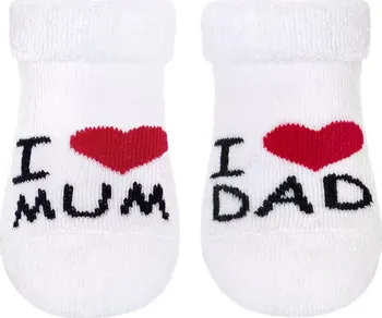 New Baby Froté kojenecké ponožky I Love Mum and Dad bílé