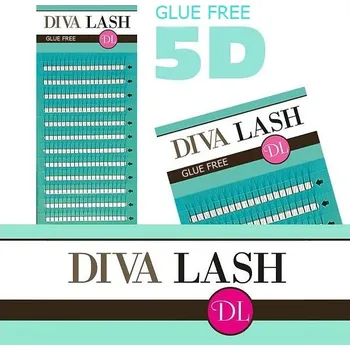 Umělé řasy Diva LASHES VOLUME GLUE FREE 5D D - 0,07 Délka řas: 14 mm