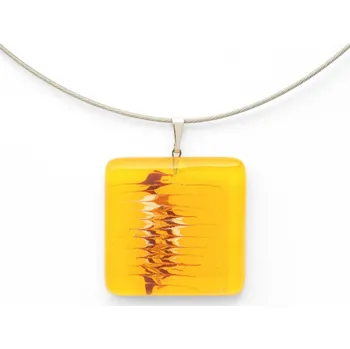 Přívěsek Skleněný přívěsek čtvercový žlutý JULIET P1303