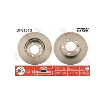 Brzdový kotouč přední brzdový kotouč renault master,:8200688880,df6131s,TRW