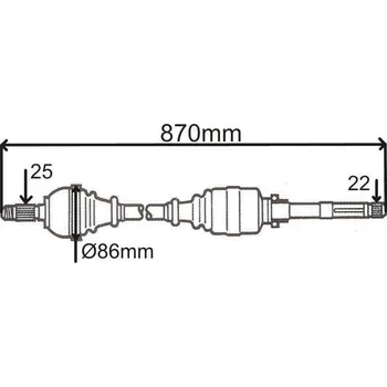 Poloosa kola pravá poloosa,citroen berlingo,peugeot partner,3273.0W, bez ABS,fparts
