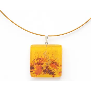 Přívěsek Skleněný přívěsek čtvercový žlutý JULIET P1302