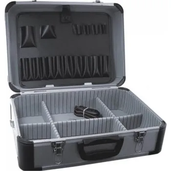 Aluminiový kufřík na nářadí 455x330x170 stříbrný Dedra N0008 (Dedra N0008 Hliníkový kufr s popruhem)