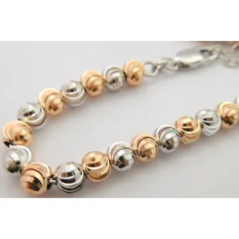 Řetízek Mohutný stříbrný gravírovaný řetízek (kuličky) - bicolour 42+3cm 925/14,89gr 030882500003 (POŠTOVNÉ ZDARMA!!)