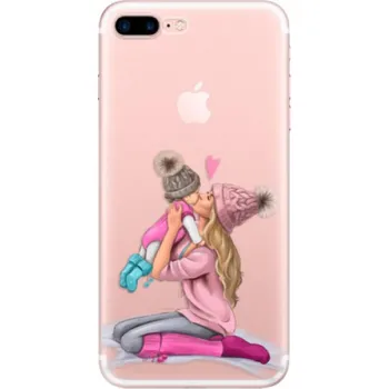 Pouzdro na mobilní telefon Odolné silikonové pouzdro iSaprio - Kissing Mom - Blond and Girl - iPhone 7 Plus