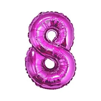 Balónek Balón foliový číslice RŮŽOVÁ 35 cm - 8 ( NELZE PLNIT HELIEM )