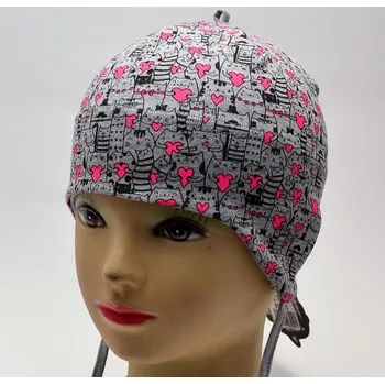 Čepice Čepice vázací RDX 0127 Kočičky Barva: šedá, Velikost: 3 (2-4 roky)