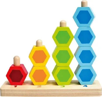 Hračka pro nejmenší Hape Navlékací barevné šestiboké tvary