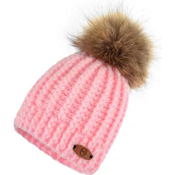 Čepice PASTELOVĚ RŮŽOVÝ KULICH bambule natural HICHIC