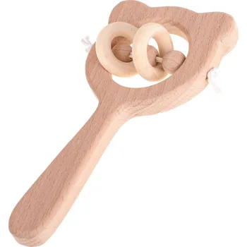 Hračka pro kojence KIK KX7235 Dřevěné chrastítko Medvídek