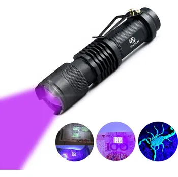 Svítilna UV SVÍTILNA - CREE Q5 LED (baterka) až 500 lumen 1x AA zoomovatelná Černá