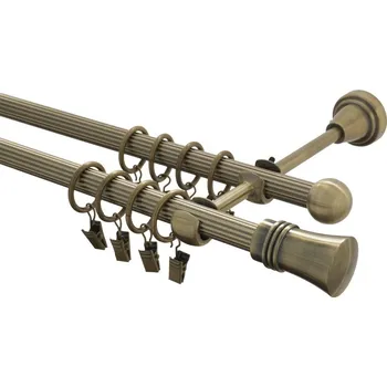 Garnýž kovová 320 cm rýhovaná dvouřadá - dvojitá 16 Capri mosaz