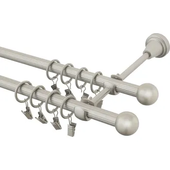 Garnýž Garnýž kovová 160 cm rýhovaná dvouřadá - dvojitá 16 Koule chrom mat