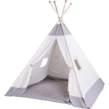 Stan Velký textilní stan TEEPEE 158x210cm - krémová / skandi šedá
