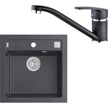 Granitový dřez Alveus Formic 20 černý 91 + baterie Nina černá 91
